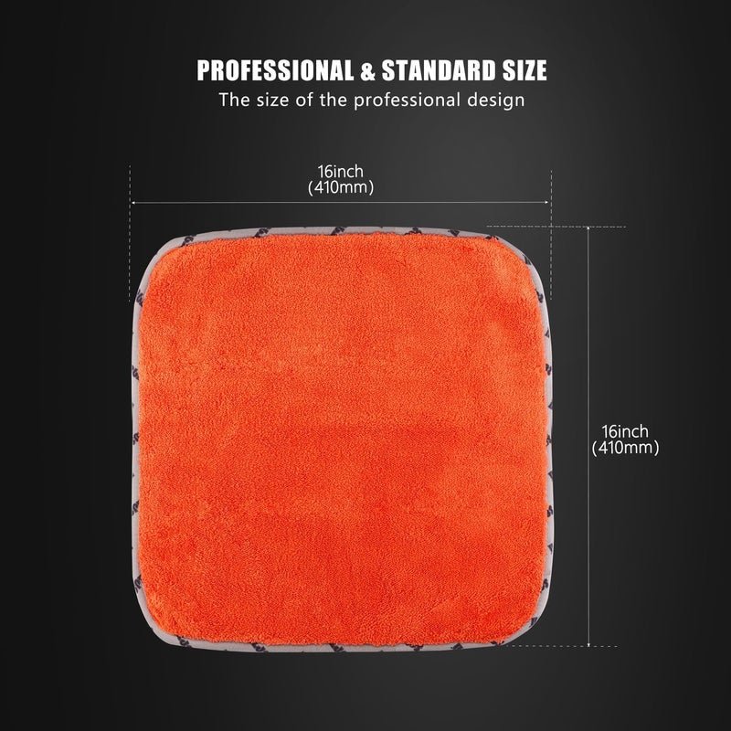 SPTA Car Microfiber Towels, 3Pcs Microfiber Car Cleaning Cloths, Upgraded 1200gsm Ultra-Thick Cars Drying Towel Microfiber for Car and Home Polishing Washing and Detailing 16'' x 16'' (3 Pack) - Image 2
